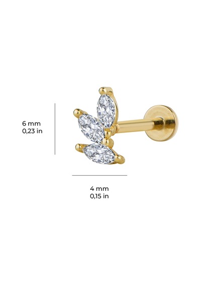 Goldkupe Damla Taşlı Altın Piercing-6478