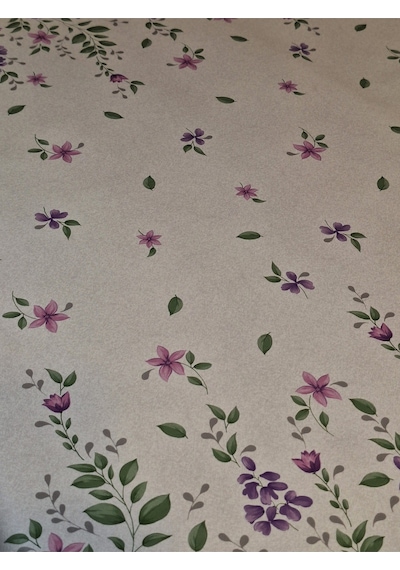 Elyaflı Pvc Muşamba - Desenli Silinebilir Masa Örtüsü Bej Fnt1233 140 X 240