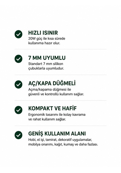 20w Silikon Tabancası 7 Mm Uyumlu 1 Adet Silikon Dahil
