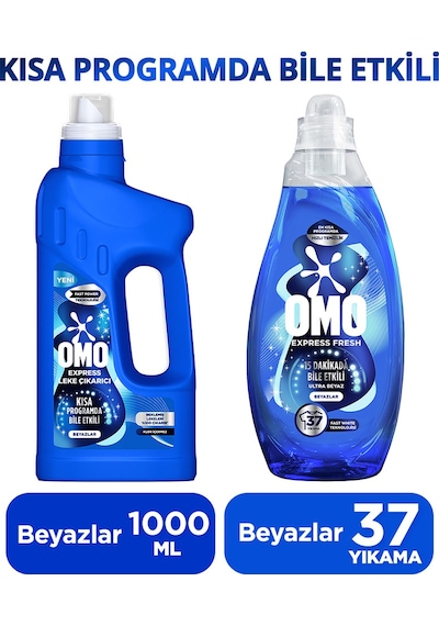 Omo Express Leke Çıkarıcı Beyazlar 1000ml Omo Express Fresh Ultra Beyaz Sıvı Çamaşır Deterjan 1480ml Diğer