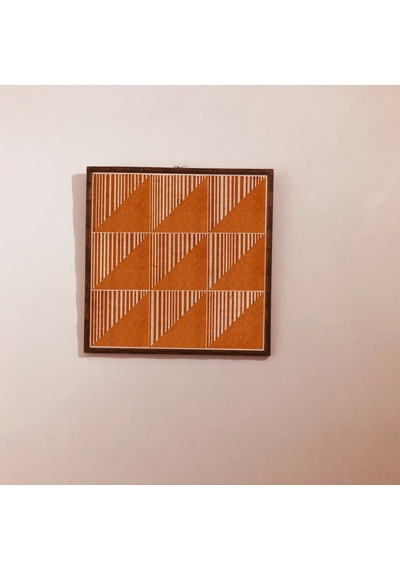 Yanık Turuncu Duvar Sanatı Sanat Terakota Orta Modern Geometrik Duvar Sanatı Büyük Kare Sanat Boho