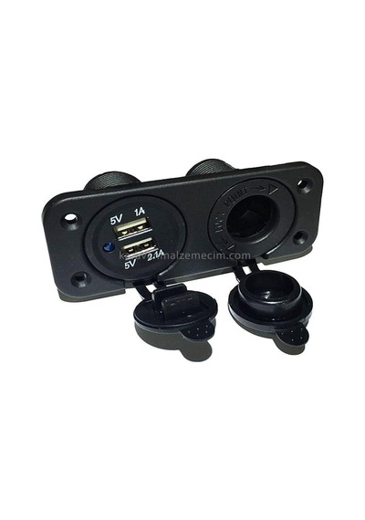 Şarj Söketi Marin Tip + Çiftli Usb Girişi 12v Set