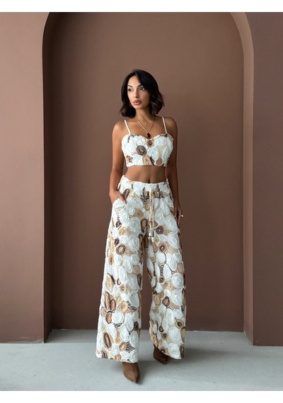 Verymoda Desenli Büstiyer Yazlık Ve Trend Parça F1976 Kahve
