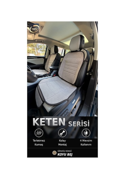 Fiat Egea Cross 2020-2026 Ön Ve Arka Koltuk Terletmez Dolgulu Keten Koltuk Minder / Kılıf Set Koyu Bej