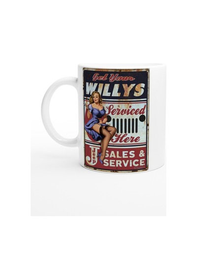 Willys Jeep Pin-up Servis Temalı Retro Kupa Renkli