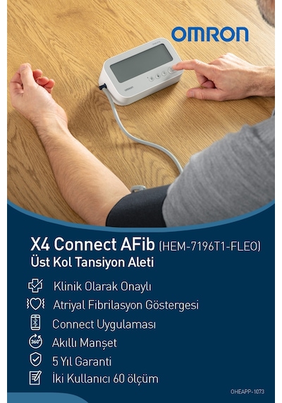 Omron X4 Connect Afib Üst Koldan Ölçer Dijital Tansiyon Aleti