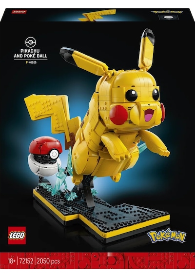 LEGO® Pokémon™ Pikachu ve Poké Topu 72152 - Yetişkinler için Duruşu Ayarlanabilir Figür İçeren Video Oyunu Modeli Yapım Seti (2050 Parça)