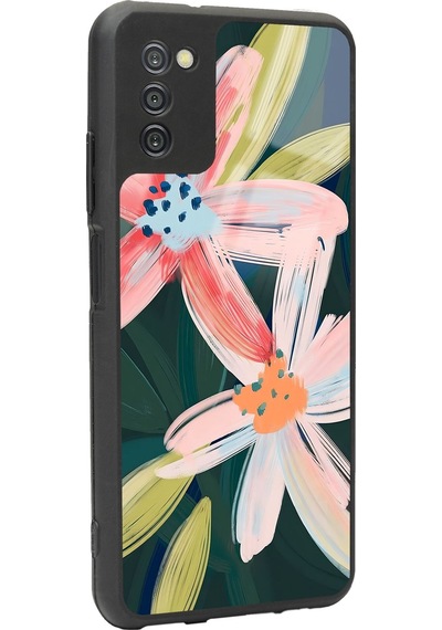 Samsung Uyumlu A-03s Suluboya Çiçek Tasarımlı Glossy Telefon Kılıfı Çok Renkli