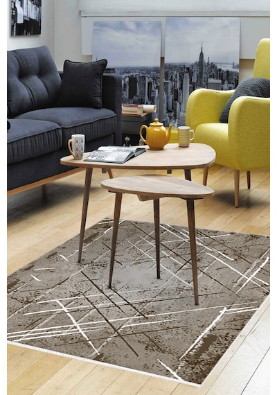 Dekoreko Kaymaz Taban Djt Salon Halısı Trend Modern M5003 Kahve