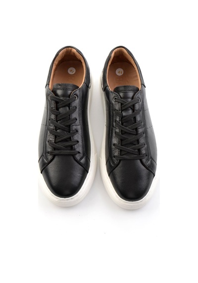 Siyah Hakiki Deri Erkek Sneaker E01595327543 Siyah