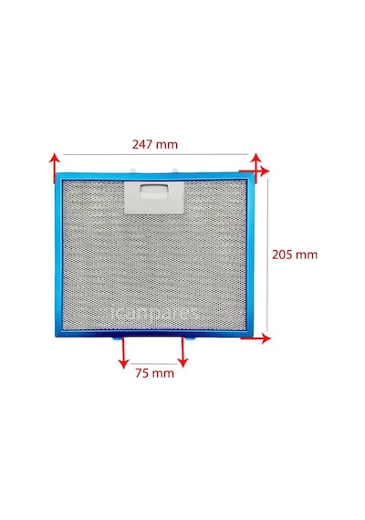 24.7 X 20,5 Cm Aspiratör Davlumbaz Metal Yağ Filtresi 247x205mm
