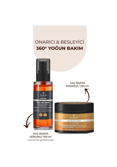 Yoon Vegan Onarıcı Saç Maskesi 250 ML + Durulanmayan Saç Serumu 100 ML