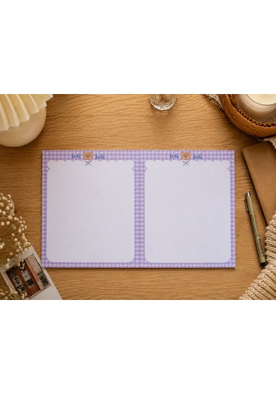 Mor Pötikate Yatay A4 Note Pad Mor - Beyaz