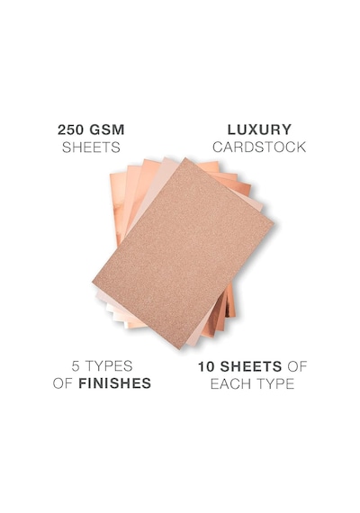 Sizzix Rose Gold Surfacez Zengin Kart Stoğu, 20x29 Cm, 50'li Paket