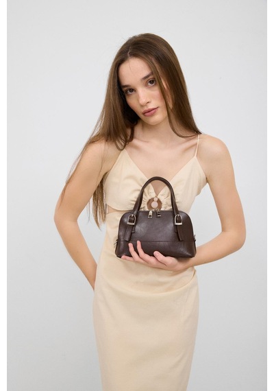 Shule Bags Ribbon Mini Çapraz Çanta Kahverengi Kahve