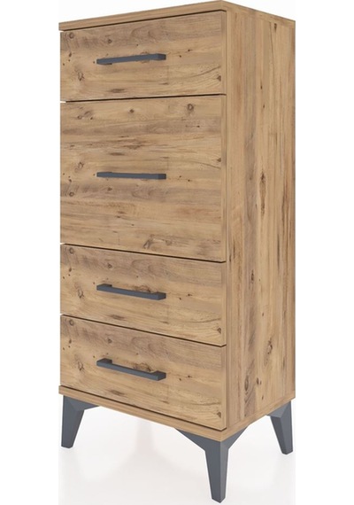 Arges Komodin 4 Çekmeceli 44x30x96 Çam-çam Çam