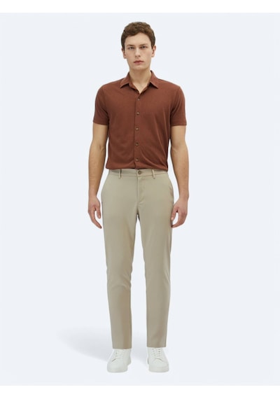 Kip Vizon Dokuma Casual Pantolon Vizon