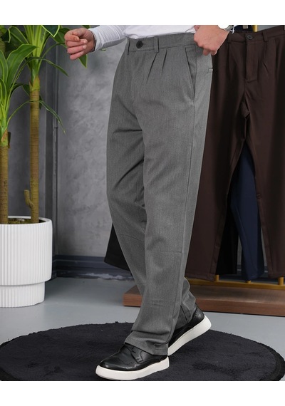 Modefendi Baggy Kesim Pile Detaylı Kumaş Pantolon Gri Modefendi Baggy Kesim Pile Detaylı Kumaş Pantolon Gri