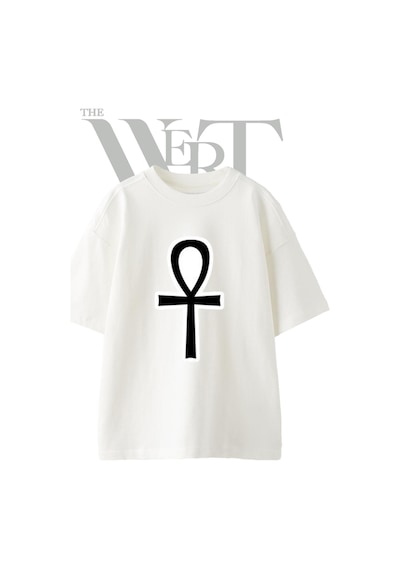 Thewert Ankh Tasarım Baskılı Ünisex Beyaz Oversize T-shirt