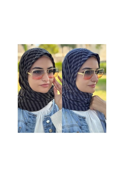 Aldaıyr 2 Adet - Jakarlı Caz Eşarp 120 X120 Pamuk Çok Renklig05-2