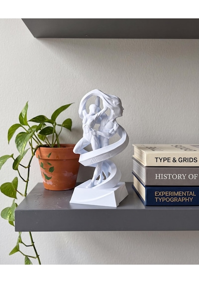 Möbius Sarılması Biblosu Modern Soyut Dans Eden Çift Heykeli Kırık Beyaz 15 Cm Kitaplık Masa Üstü Dekoru Yıldönümü Hediyesi 15cm