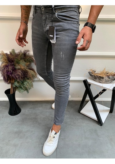 Onezero Erkek Gri Skinnyfit Likralı Jean Kot Pantolon Gri