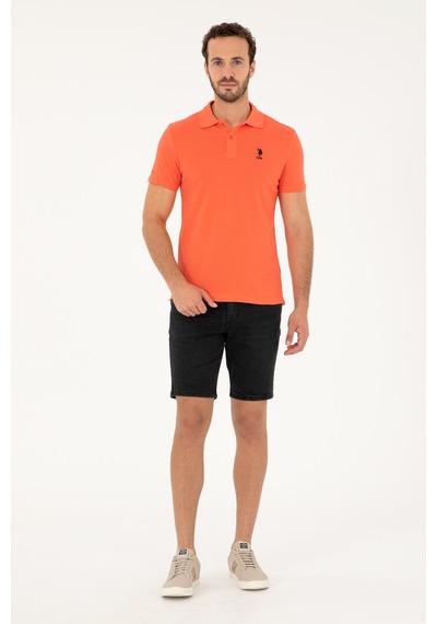 U.S. Polo Assn. Erkek Slim Fit Polo Yaka Nar Çiçeği Basic Tişört 50279613-VR039