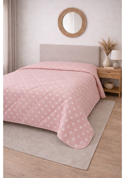 Laila Kapitone Pamuklu Çift Kişilik 200 X 230 Cm Çok Amaçlı Yatak Örtüsü / Pike Pudra