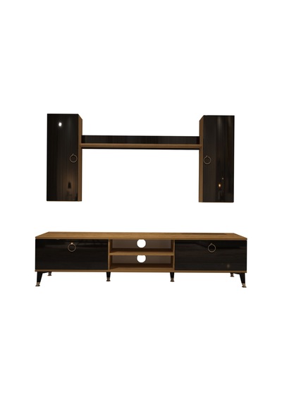 Decoraktiv Eko 7 Mdf Dvd Gold Tv Ünitesi Tv Sehpası Pera - Siyah