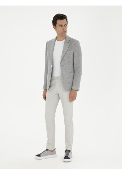 Cacharel Açık Gri Slim Fit Keten Karışımlı Spor Ceket Cacharel Açık Gri Slim Fit Keten Karışımlı Spor Ceket