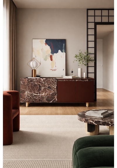 Ravenna Modern Konsol 180 Cm Mermer Desen - Bordo
