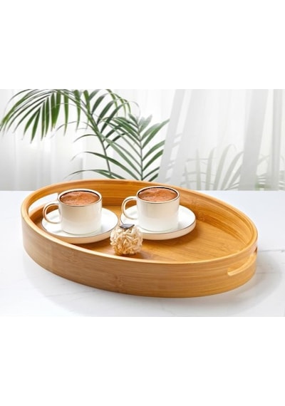 Bambu Tepsi Oval Servis Sunum Tepsi Orta Boy 36 25,8cm Bambu Tepsi Oval Servis Sunum Tepsi Orta Boy 36 25,8cm