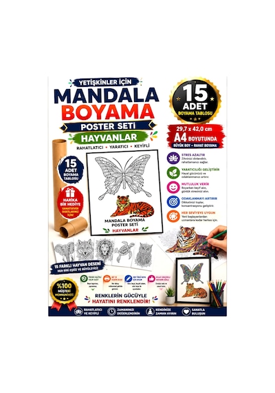 Mandala Poster Tablosu 15 Adet (30 Cm X42 Cm)