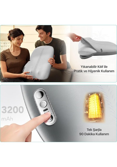 Ts700 Derin Doku 4d Shiatsu Akıllı Bel Ve Sırt Masaj Yastığı Isı Terapisi & Termoterapi Gri