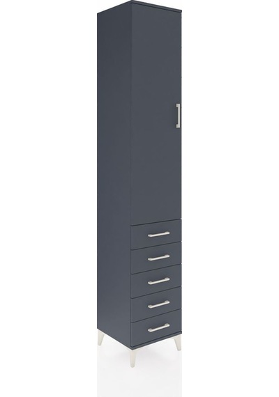 Hyperion Dolap 2 Raflı 5 Çekmeceli Tek Askılı 44x44x243 Antrasit-antrasit Antrasit