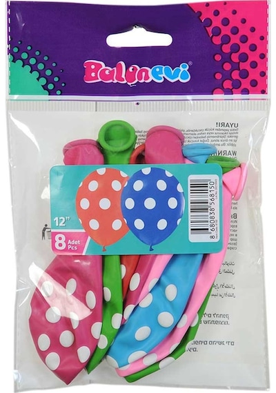 Puantiye Baskılı Karışık Balon 8’li
