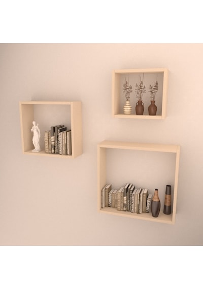 Rafkestir 3 Lü Kutu Raf Set Krem ( Mat )