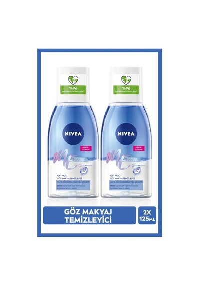 Çift Fazlı Göz Makyaj Temizleyici 125ml, Etkili Makyaj Temizleyici, Hassas Kirpik Bakımı, X2 Adet