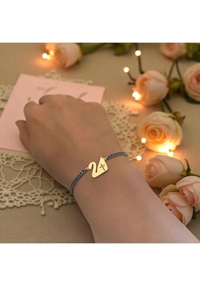 Archin Haç Temalı Mavi Taşlı Kuğu Kuşu Figürlü 14 Ayar Altın Plakalı Hediye Bileklik-600sembol Hristiyan Haçı Archin Haç Temalı Mavi Taşlı Kuğu Kuşu Figürlü 14 Ayar Altın Plakalı Hediye Bileklik-600sembol Hristiyan Haçı