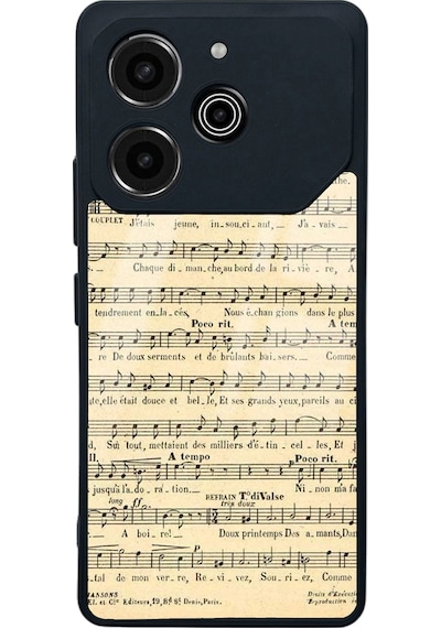 Tecno Pova 6 Pro Müzik Notaları Tasarımlı Glossy Telefon Kılıfı Çok Renkli