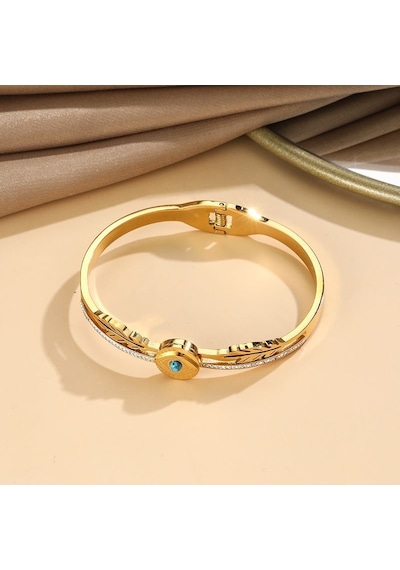 Chavin Gold Göz Çelik Taşlı Bayan Kelepçe Bileklik Eu12sr