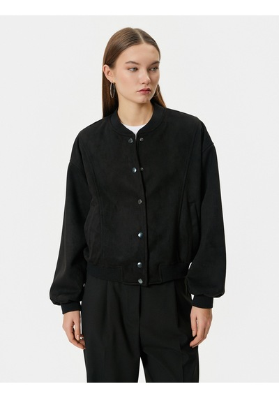 Koton Bomber Ceket Süet Görünümlü Kolej Yaka Çıtçıt Kapamalı Siyah 4SAL20021IW999 Siyah Koton Bomber Ceket Süet Görünümlü Kolej Yaka Çıtçıt Kapamalı Siyah 4SAL20021IW999 Siyah