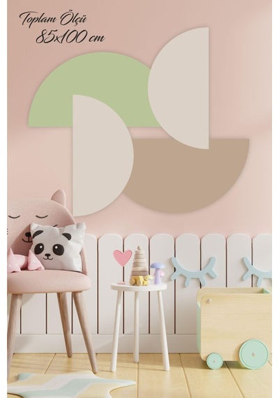 MSticker Yeşil Tonlarda Yarım Daireler Çocuk Bebek Odası Sticker Seti 85x100 Cm