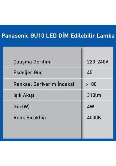 Gu10 Led Dim Lamba 4w 310lm 4000k