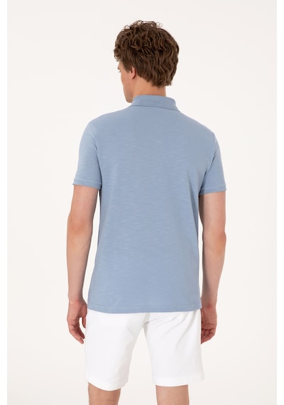 U.S. Polo Assn. Erkek Slim Fit Mavi Polo Yaka Tişört 50299538-VR036