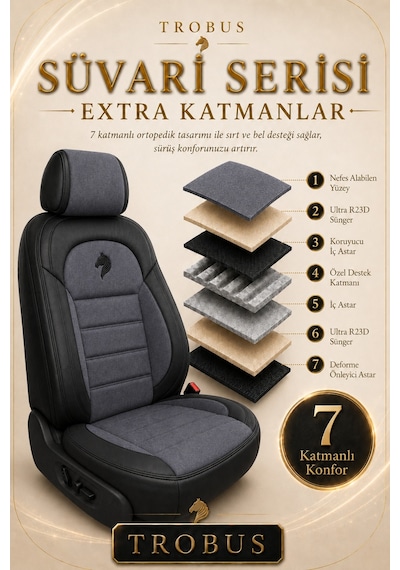 Tofaş Kuş 1993 Sonrası Uyumlu Süvari Serisi Füme Siyah Premium Tay Tüyü Koltuk Kılıfı