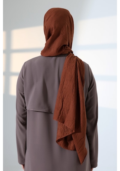 Kadın Tesettür Bambu Kraş Şal, Ütü Gerektirmeyen Doğal Hijab Başörtüsü 75x180 Cm - Kahverengi