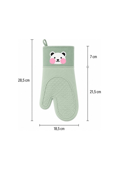 En Çok Tercih Edilen Sevimli Panda Desenli Silikon Mutfak Eldiveni,28,5 Cm,ısıya Dayanıklı, Kaymaz, Su Geçirmez Silikon Tutacak, Mutfak-fırın Eldiveni Yeşil