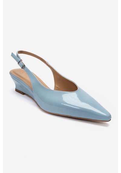 Luvishoes Rosella Bebe Mavi Rugan Mini Dolgu Kadın Topuklu Ayakkabı