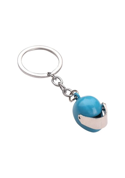 Mini Kask Metal Anahtarlık - Turkuaz Çok Renkli